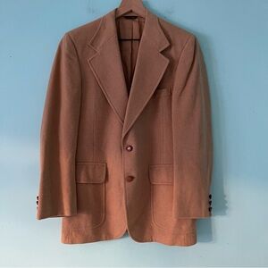 PBM Union Made Camel Hair Vintage Felt Sports Coat Blazer Brown 40 Wood Buttons